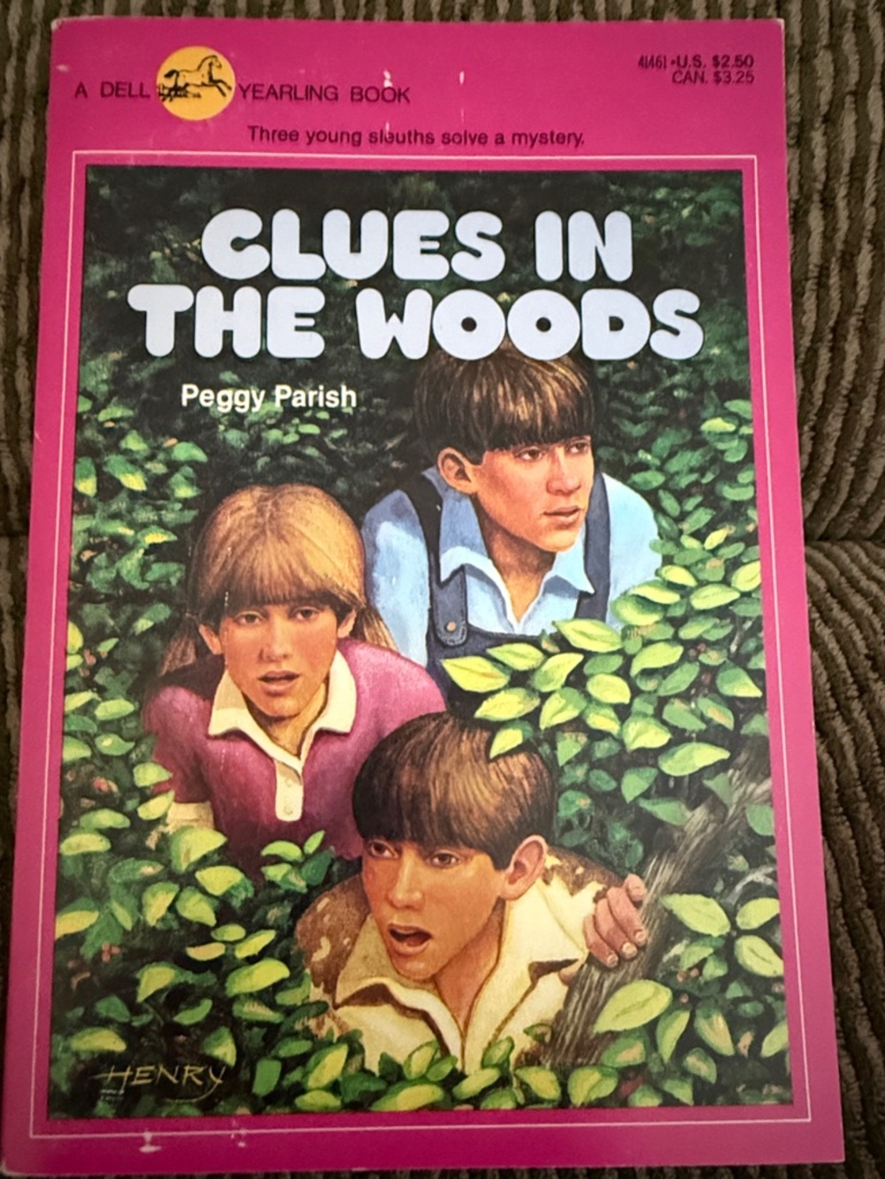 Vintage “Clues in the Woods” by Peggy Parish Paperback Book - Copyright 1968